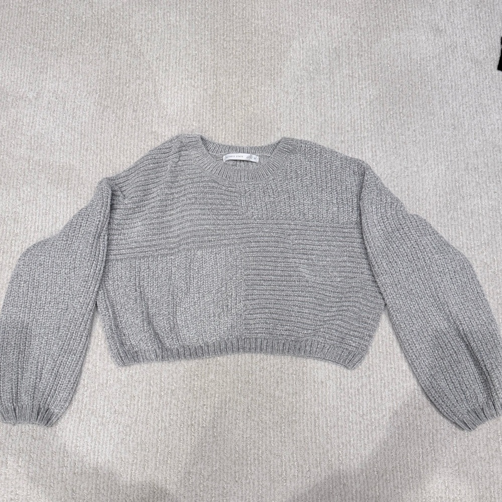 Altar'd State Gray Chenille Crew Neck Sweater